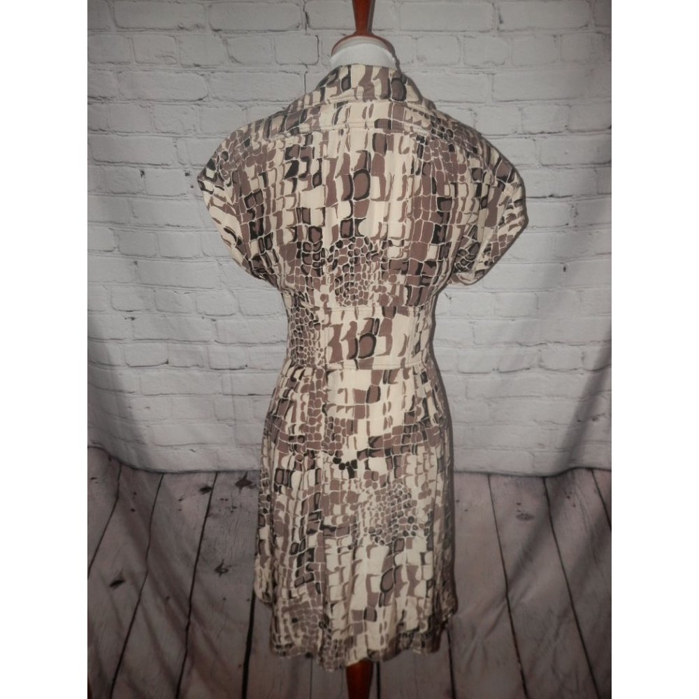 Nanette Lepore Dress Silk 6 Beige Taupe Button Up - Picture 4 of 5